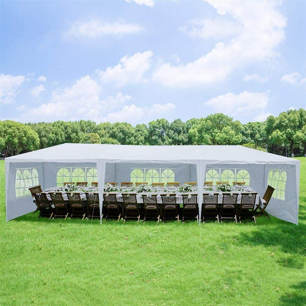 10x30ft White Party Tent with 8 Walls